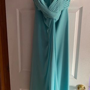 Ankle length teal dress from David’s Bridal